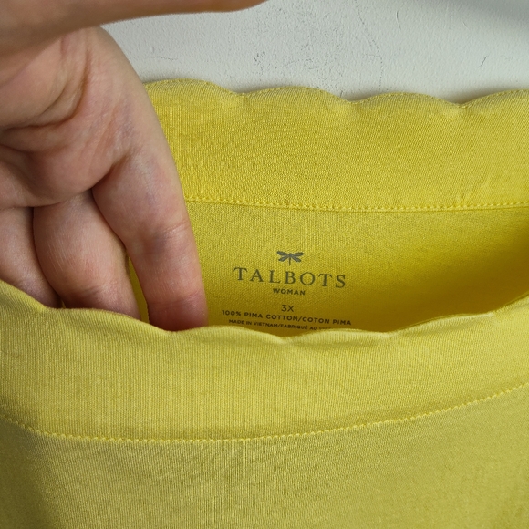 New Talbots Yellow Scalloped Neck T-shirt pima cotton spring summer new 3X - Picture 7 of 11